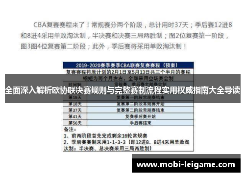 全面深入解析欧协联决赛规则与完整赛制流程实用权威指南大全导读