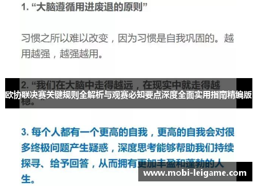 欧协联决赛关键规则全解析与观赛必知要点深度全面实用指南精编版